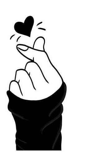 Minimalist Finger Heart Gesture Illustration in Black and White HD phone wallpaper