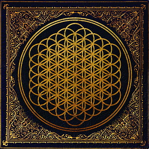 Sempiternal Album Art Featuring Golden Sacred Geometry and Ornate Floral Border HD phone wallpaper
