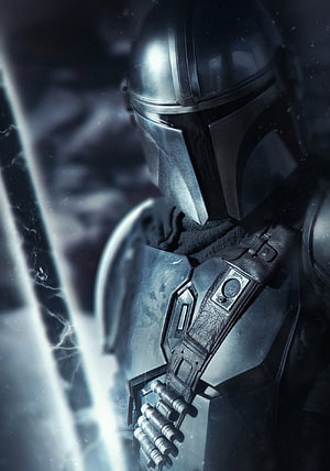 Mandalorian Darksaber Close-Up Portrait in Dark Cinematic Lighting HD phone wallpaper
