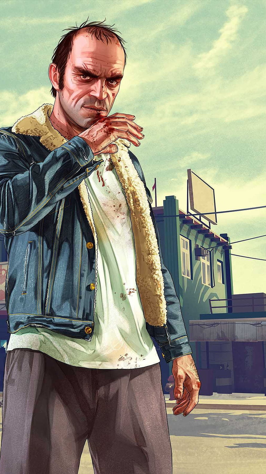 Trevor Philips from Grand Theft Auto V in a gritty comic book illustration HD phone wallpaper