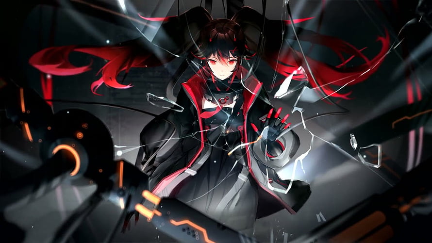 Lucia Raven Feather from Punishing Gray Raven in Dark Sci-Fi Armor HD wallpaper