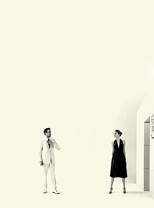 La La Land Black and White Minimalist Couple Portrait in Studio Setting HD phone wallpaper
