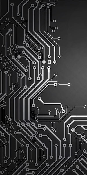 Sleek Silver Circuit Board Traces on Dark Background HD phone wallpaper