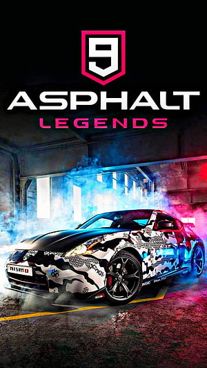 Asphalt 9 Legends Nismo GT-R Drift in Neon Smoke Garage HD phone wallpaper