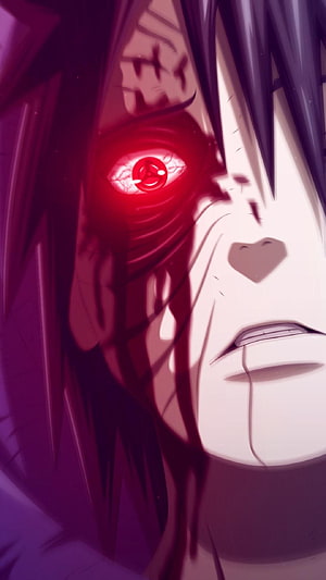 Obito Uchiha Sharingan Eye Close-Up Anime Portrait HD phone wallpaper