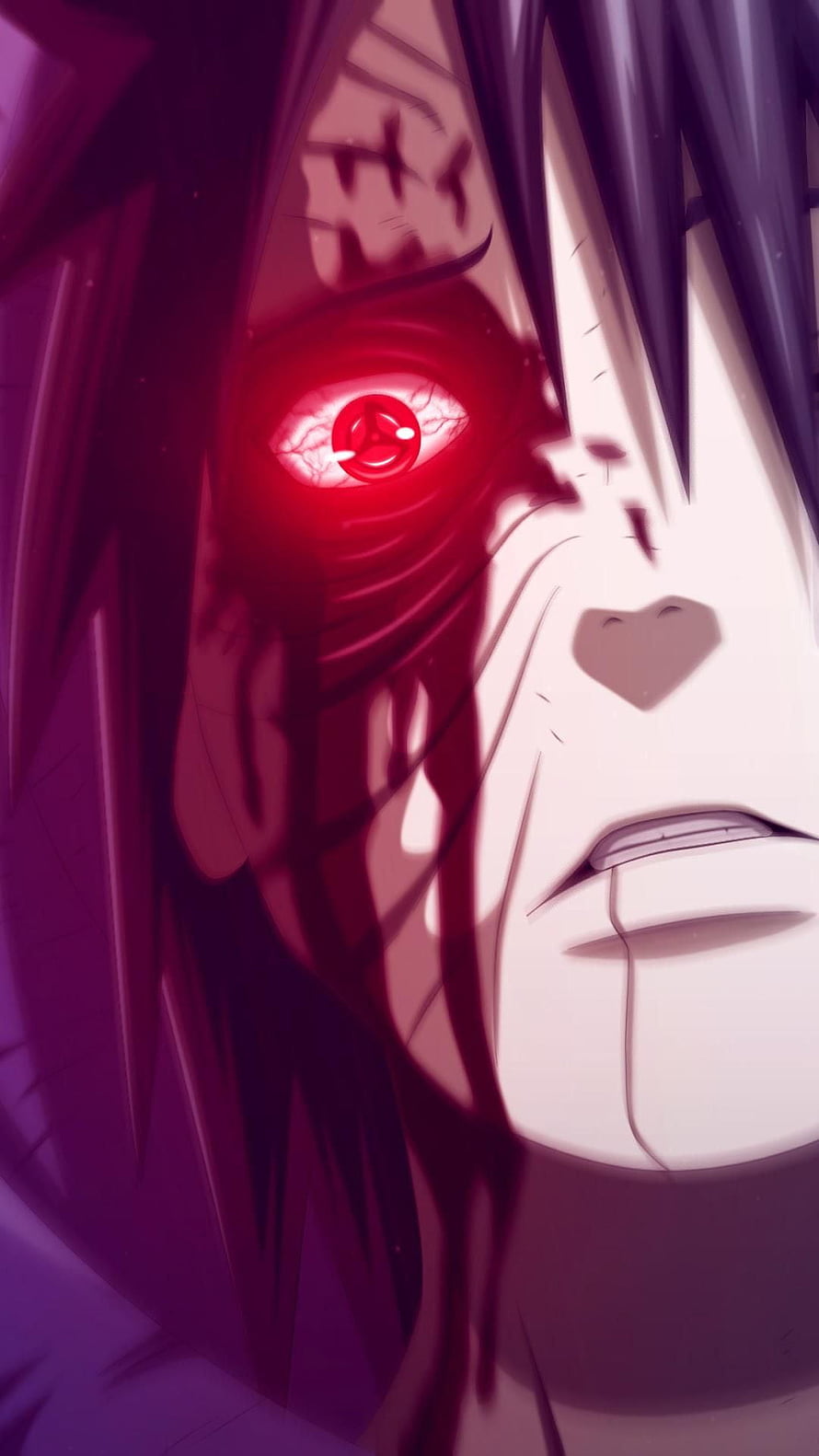 Obito Uchiha Sharingan Eye Close-Up Anime Portrait HD phone wallpaper