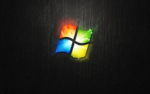 Windows XP Logo on Dark Textured Background with Colorful Glow Effect HD wallpaper