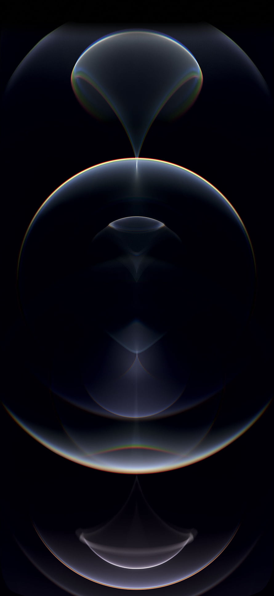 Abstract Dark Bubble Art with Iridescent Rainbow Edges and Symmetrical Geometric Shapes HD phone wallpaper