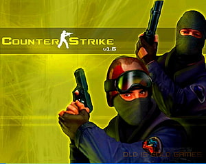 Counter-Strike 1.6 Classic Tactical Operators with Pistols on Vibrant Yellow Background HD wallpaper