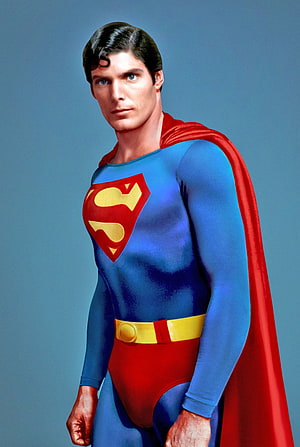 Christopher Reeve as Superman in Classic Blue Suit and Red Cape HD phone wallpaper