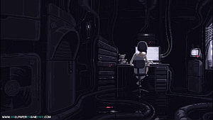 Serial Experiments Lain Pixel Art Cyberpunk Server Room Scene HD wallpaper