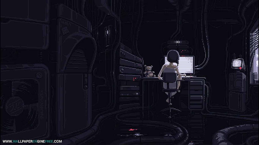 Serial Experiments Lain Pixel Art Cyberpunk Server Room Scene HD wallpaper