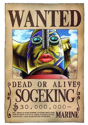 One Piece Sogekings Wanted Poster with Marine Bounty and Steampunk Portrait HD phone wallpaper