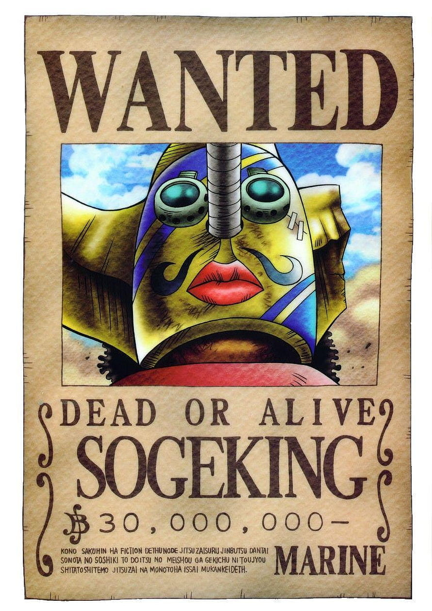One Piece Sogekings Wanted Poster with Marine Bounty and Steampunk Portrait HD phone wallpaper