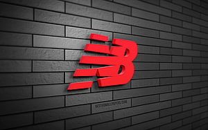 New Balance 3D Logo on Dark Gray Brick Wall HD wallpaper