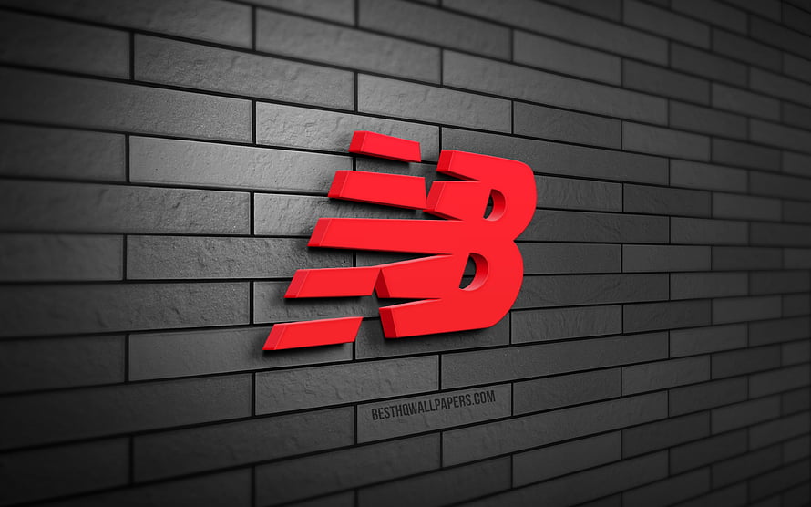 New Balance 3D Logo on Dark Gray Brick Wall HD wallpaper