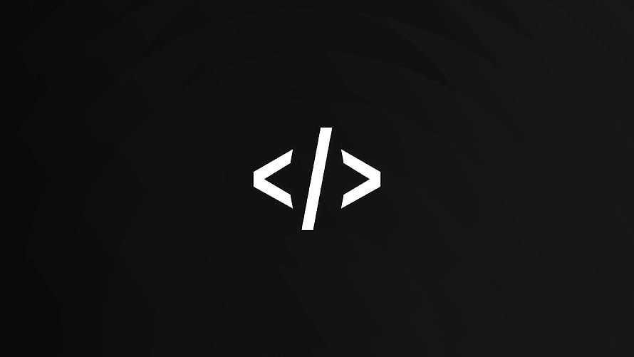 Minimalist Code Syntax Icon on Dark Background for Developer Desktop HD wallpaper
