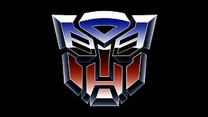Autobot Insignia Emblem in Classic Blue and Red on Black Background HD wallpaper