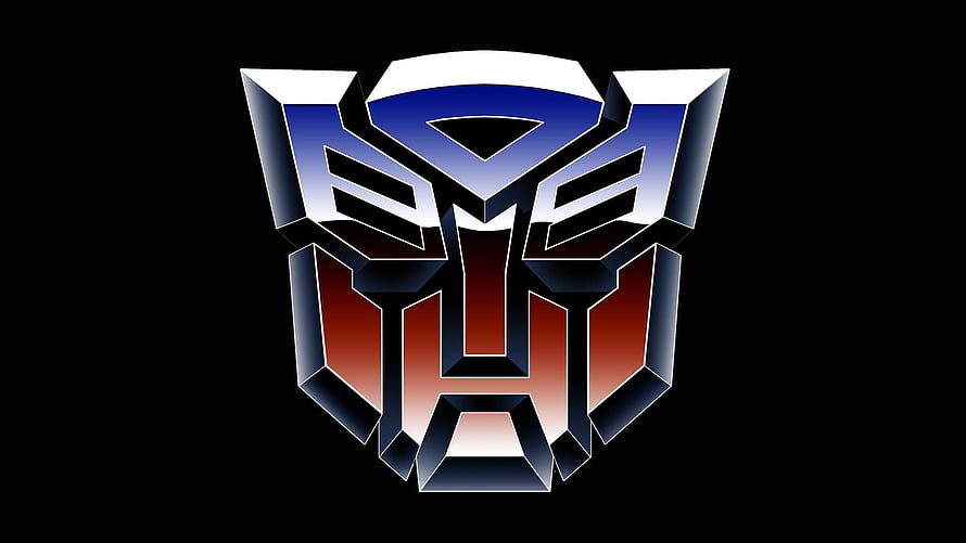 Autobot Insignia Emblem in Classic Blue and Red on Black Background HD wallpaper