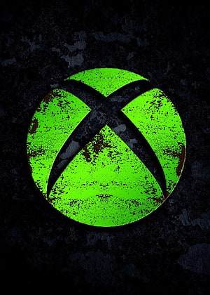 Grunge Xbox Logo on Dark Textured Background with Neon Green Glow HD phone wallpaper