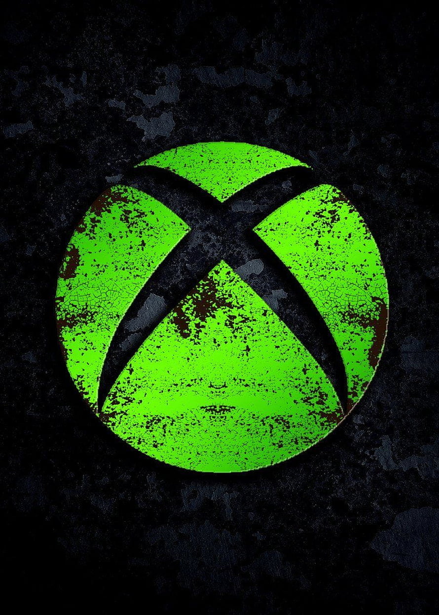 Grunge Xbox Logo on Dark Textured Background with Neon Green Glow HD phone wallpaper