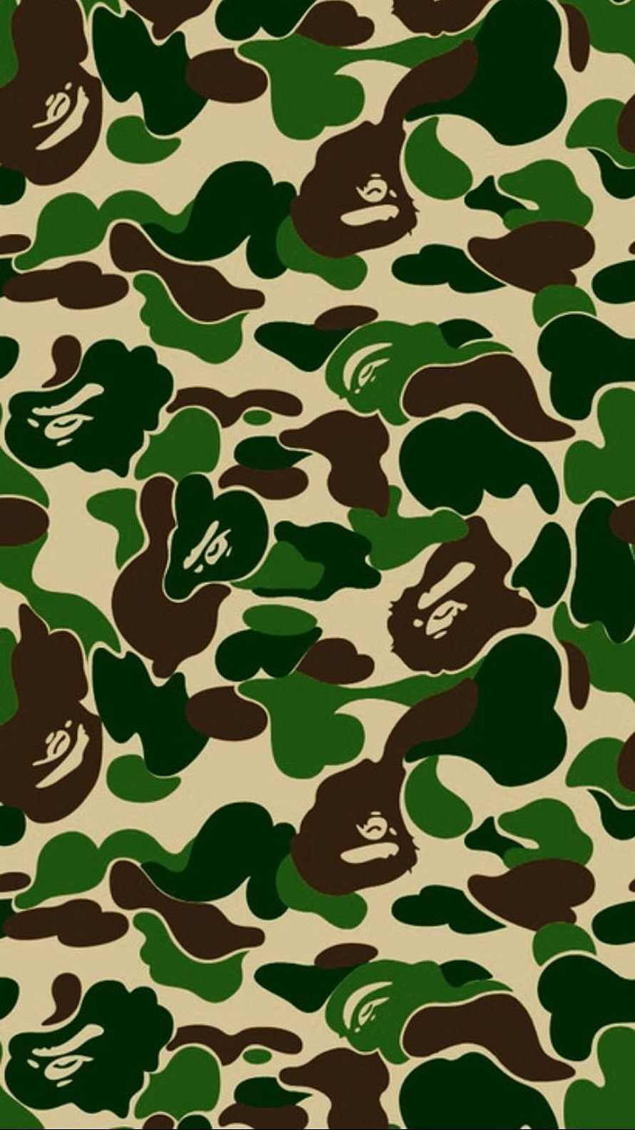 BAPE A Bathing Ape Camo Pattern with Monkey Face Logo in Green and Brown HD phone wallpaper