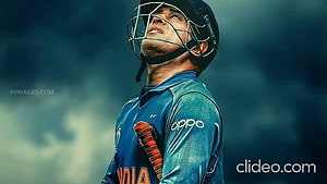 MS Dhoni in India Cricket Jersey and Helmet Looking Up Against Dramatic Sky HD wallpaper