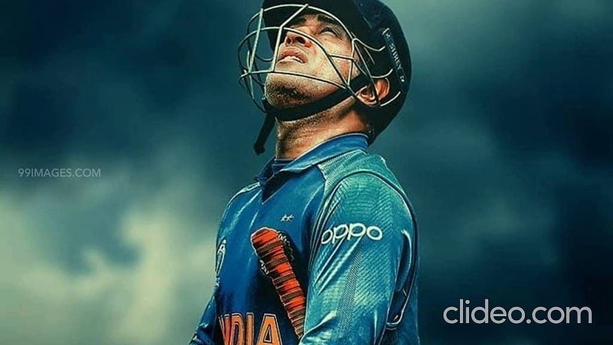 MS Dhoni in India Cricket Jersey and Helmet Looking Up Against Dramatic Sky HD wallpaper