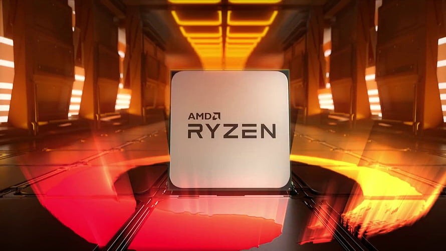 AMD Ryzen Processor on a Glowing Circuit Board with Warm Orange and Red Lighting HD wallpaper