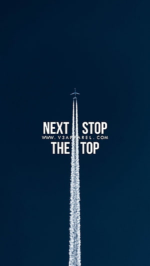 Minimalist Airplane Trail in Deep Blue Sky with Motivational Quote HD phone wallpaper