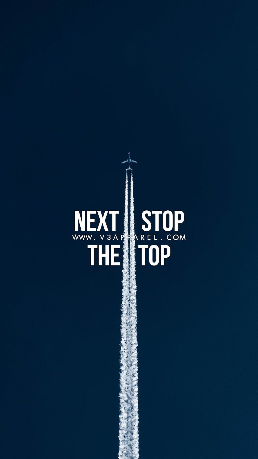 Minimalist Airplane Trail in Deep Blue Sky with Motivational Quote HD phone wallpaper