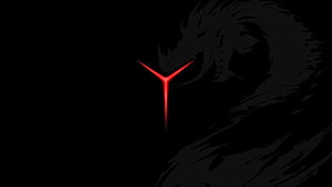 Lenovo Legion Gaming Logo with Dark Dragon Silhouette on Black Background HD wallpaper