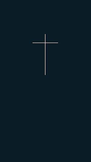 Minimalist white Christian cross on a dark navy blue background HD phone wallpaper