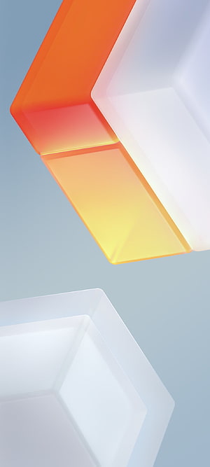 Vivo Origin OS 3 Abstract Geometric Wallpaper with Orange and White Cubes HD phone wallpaper