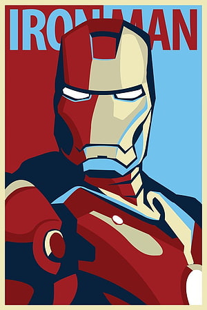 Iron Man Vintage Poster Art with Bold Geometric Shapes and Retro Color Palette HD phone wallpaper