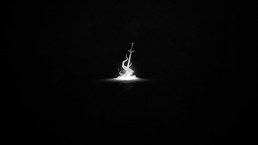 Dark Souls Bonfire Minimalist Black and White Fantasy Scene HD wallpaper