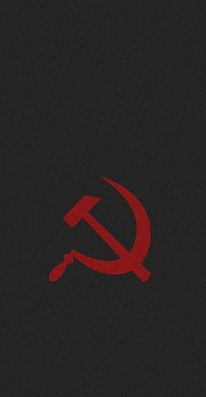Red Hammer and Sickle Symbol on Dark Textured Background HD phone wallpaper