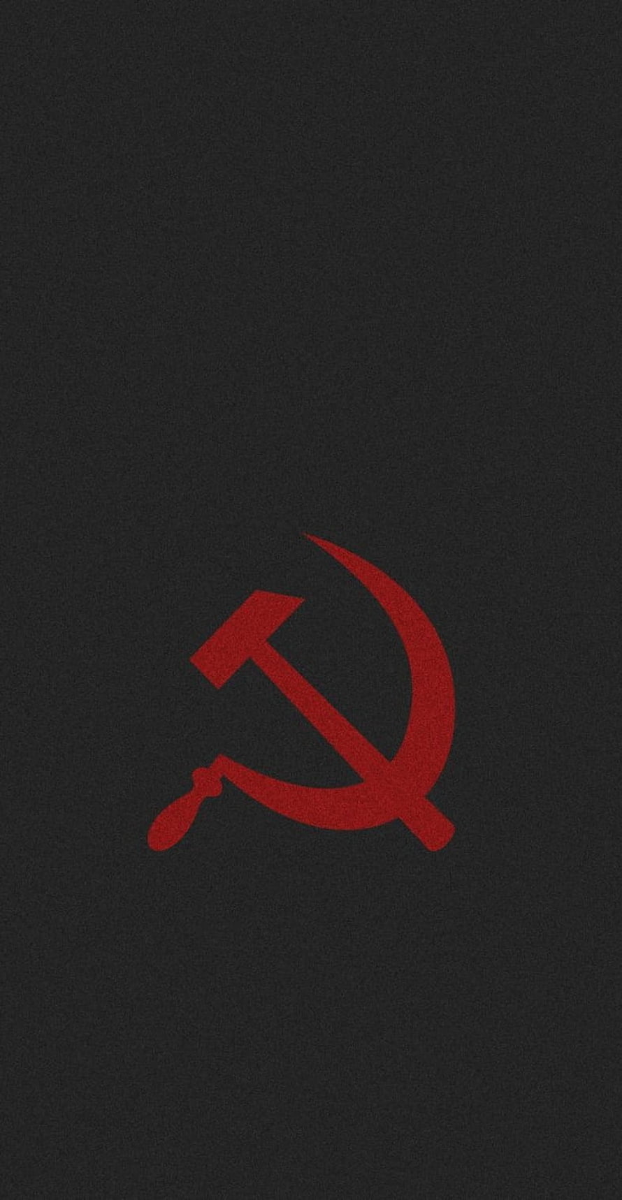 Red Hammer and Sickle Symbol on Dark Textured Background HD phone wallpaper