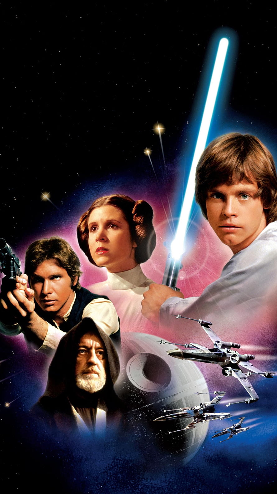 Star Wars Episode IV A New Hope Classic Movie Poster with Luke Leia Han and Obi-Wan HD phone wallpaper