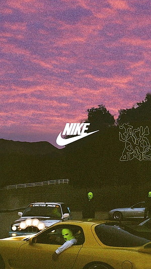 Travis Scott Nike Cactus Jack Collaboration Poster with Neon Masks and Sunset Sky HD phone wallpaper