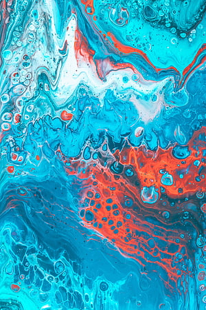 Vibrant Turquoise and Coral Fluid Art Abstract Liquid Paint Texture HD phone wallpaper