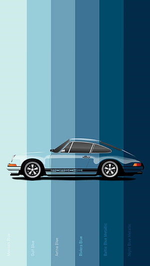 Classic Porsche 911 Side Profile in Blue Tones Minimalist Automotive Art HD phone wallpaper