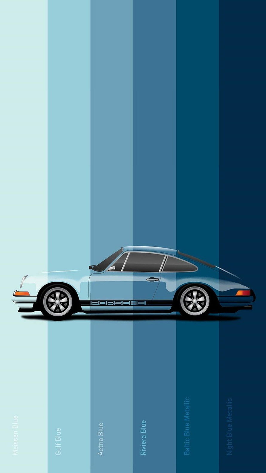 Classic Porsche 911 Side Profile in Blue Tones Minimalist Automotive Art HD phone wallpaper