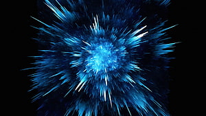 Vibrant Blue Energy Burst with Radiating Light Streaks on Black Background HD wallpaper
