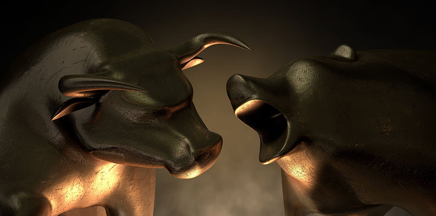 Bronze Bull And Bear Statues Facing Off In Dramatic Market Symbolism HD wallpaper