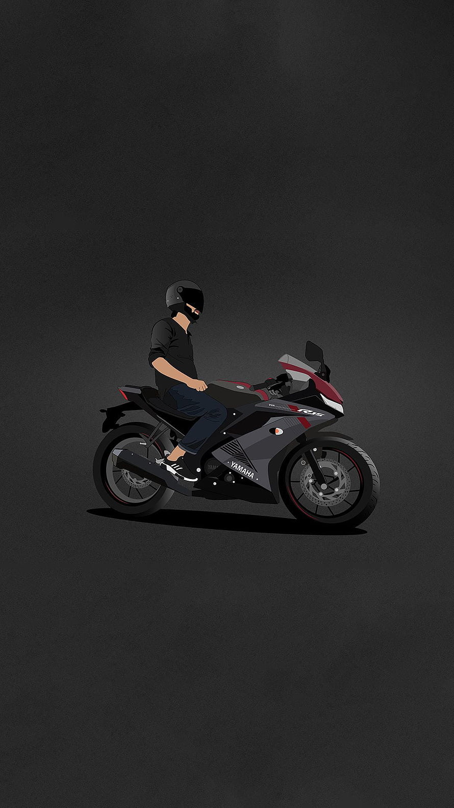 Minimalist Illustration of a Rider on a Yamaha R15 Sports Motorcycle HD phone wallpaper