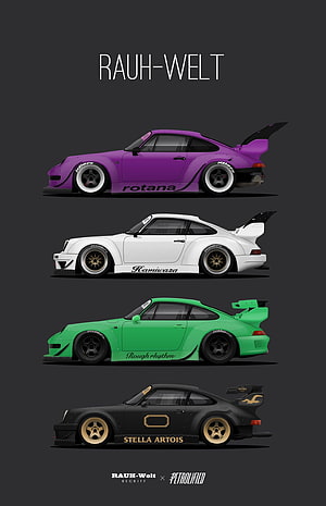 Rauh-Welt Concepts Porsche 964 Widebody Illustration Collection HD phone wallpaper