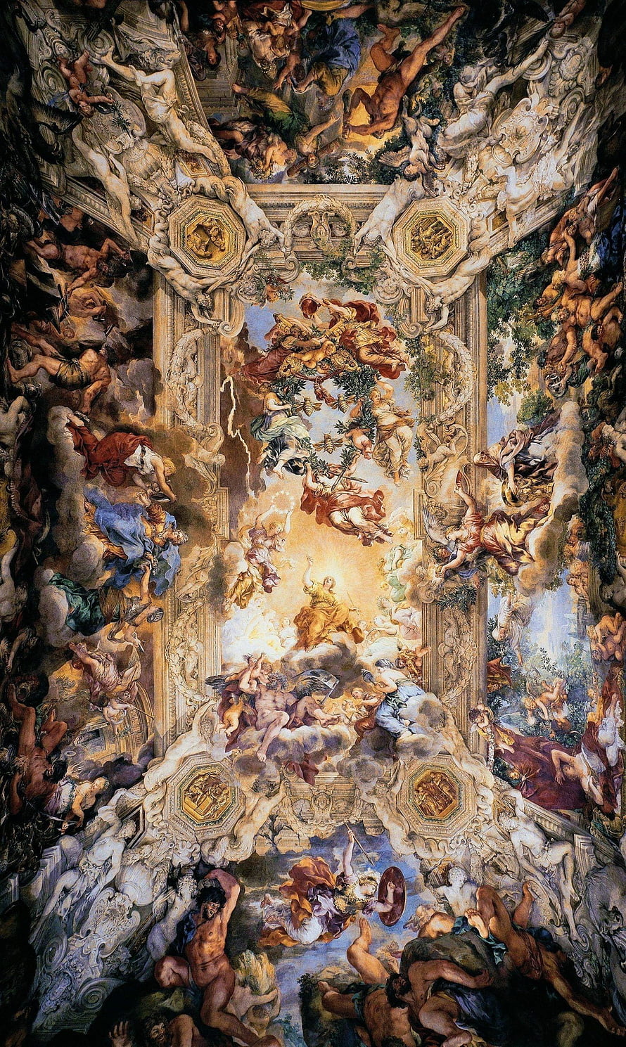 Ceiling Fresco of Divine Figures and Angels in Baroque Style HD phone wallpaper