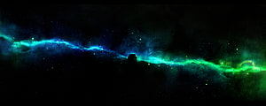 Horsehead Nebula in Orion Molecular Cloud Complex with Vibrant Blue and Green Emission HD wallpaper