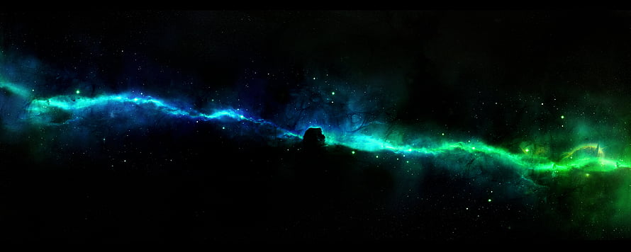 Horsehead Nebula in Orion Molecular Cloud Complex with Vibrant Blue and Green Emission HD wallpaper